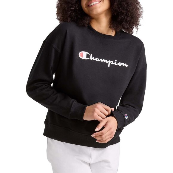 Champion Women's Powerblend Relaxed Crew Size L Black MSRP $55 - Picture 1 of 6